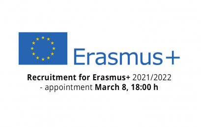 Recruitment for Erasmus+. Appointment March 8, 18:00 h