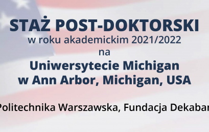 Staż post-doktorski na Uniwersytecie Michigan (w RA2021/2022)