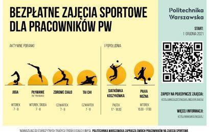 Bezpłatne zajęcia sportowe dla pracowników PW – oferta zajęć została rozszerzona