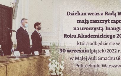 Inauguracja Roku Akademickiego 2022/2023 – zaproszenie