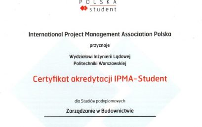Reakredytacja IPMA-Student dla SPZwB WIL PW