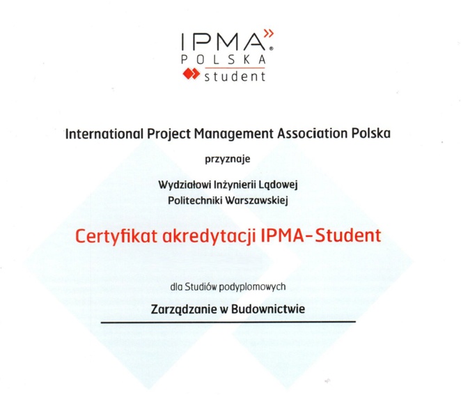 Reakredytacja IPMA-Student dla SPZwB WIL PW
