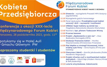 Zapraszamy studentki i studentów: Konferencja „Kobieta Przedsiębiorcza”, 28 października o godz. 11:00.