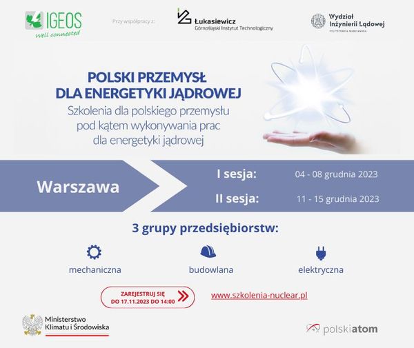 Polski przemysł dla energetyki jądrowej - zaproszenie na szkolenie