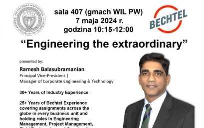 “Engineering the extraordinary” – wykład na zaproszenie | środa 7 maja | godz. 10:15