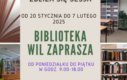 📢 Wydłużone godziny otwarcia biblioteki przed sesją