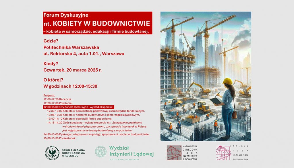 FORUM DYSKUSYJNE pn. KOBIETY W BUDOWNICTWIE – kobieta w samorządzie, edukacji i firmie budowlanej.