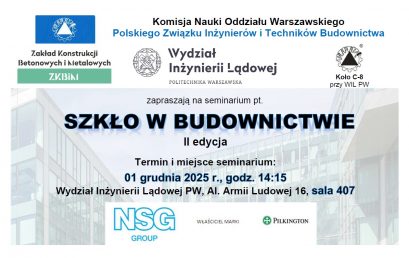 II edycja seminarium Szkło w budownictwie, 01.12.2025, g. 14:15