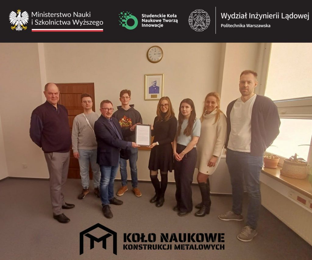 Sukces Koła Naukowego Konstrukcji Metalowych – Grant w programie „Studenckie koła naukowe tworzą innowacje”