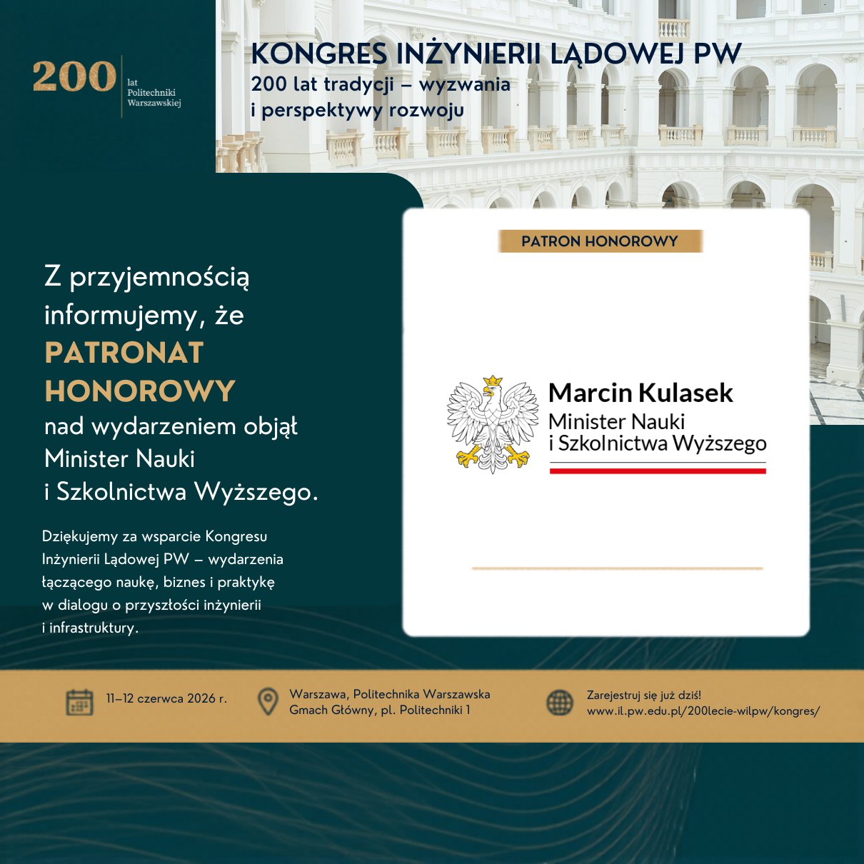 Nowy Patronat Honorowy:  Minister Nauki i Szkolnictwa Wyższego!