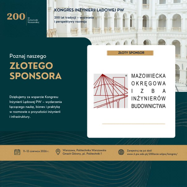 Mazowiecka Okręgowa Izba Inżynierów Budownictwa – Sponsor Złoty Kongresu