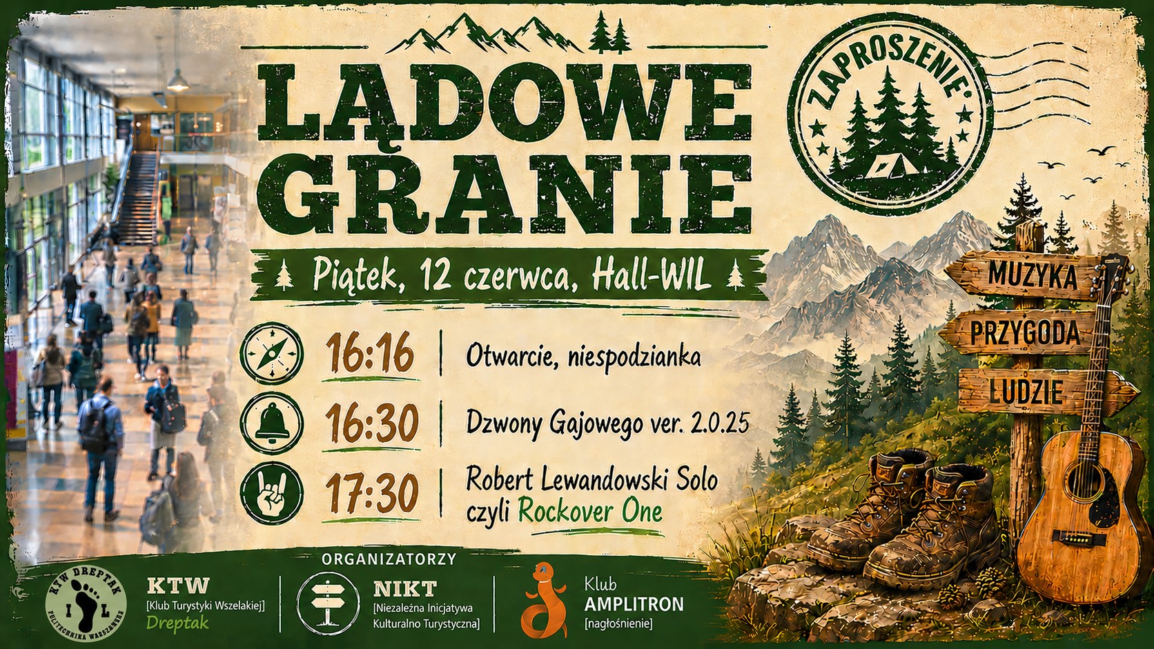 Lądowe Granie – 12 czerwca, 16:16, hol Gmachu WIL Lądowe Granie – 12 czerwca, 16:16, hol Gmachu WIL