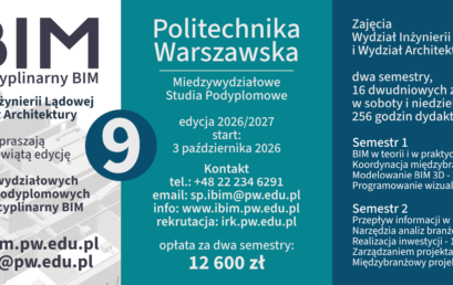 Trwa rekrutacja na edycję 9. Studiów Podyplomowych „Interdyscyplinarny BIM”