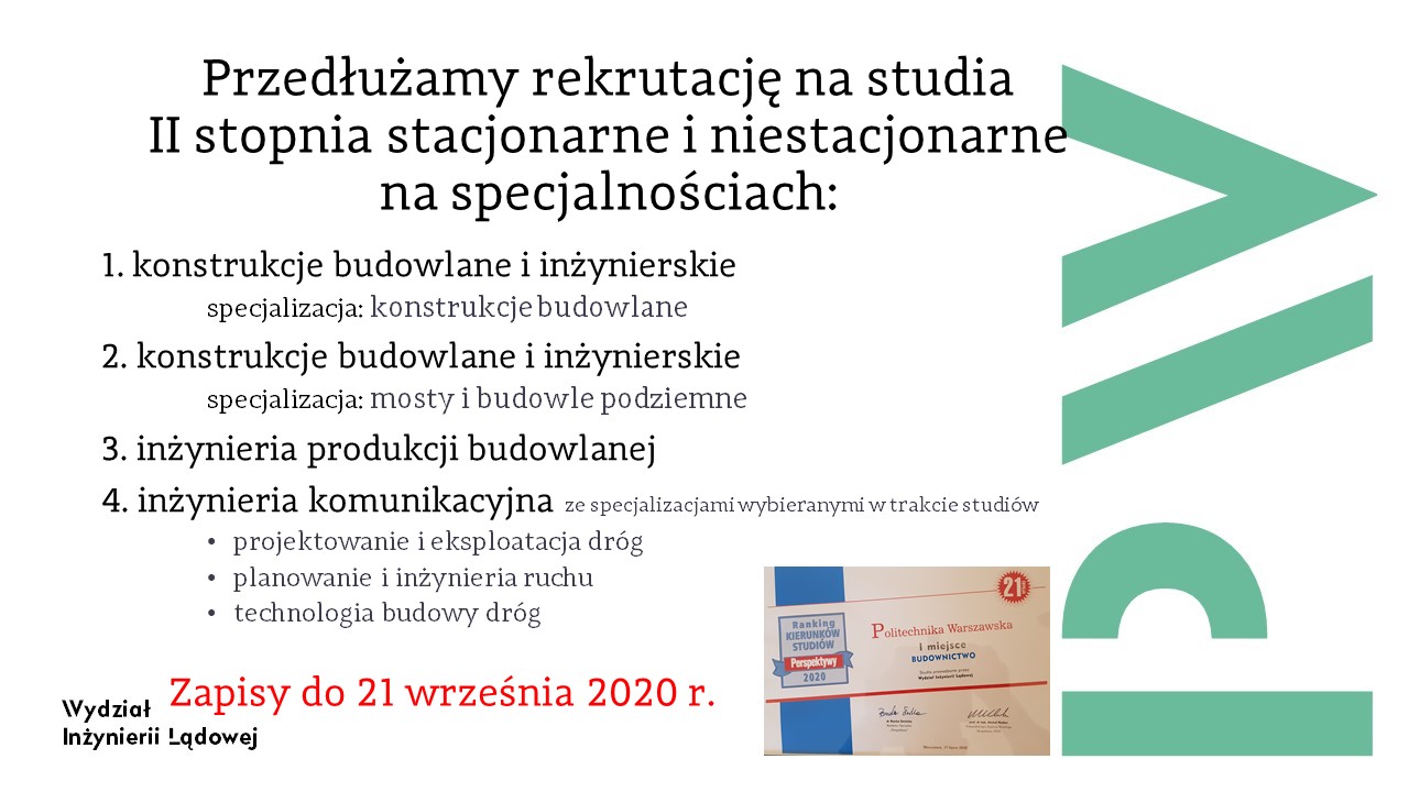 Przedłużona rekrutacja na studia II st. stacjonarne i niestacjonarne Przedłużona rekrutacja na studia II st. stacjonarne i niestacjonarne